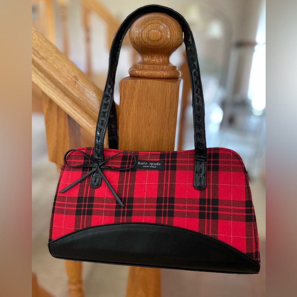 NWOT Designer Inspired Red and Black Tartan Satchel